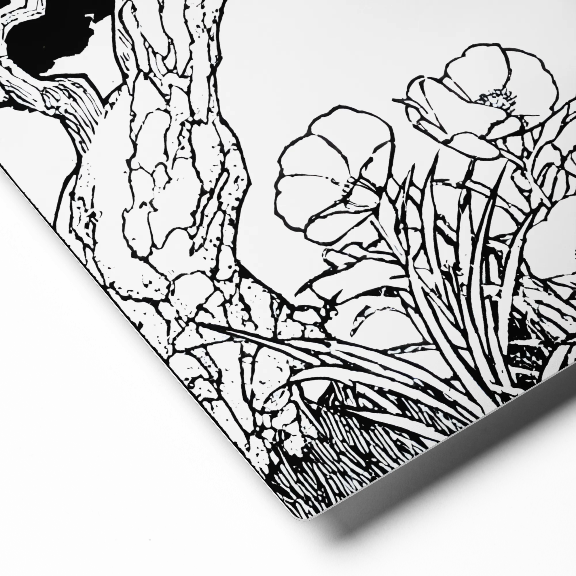 Ukiyo-e Pine and Morning Glories 
 Metal Print | 12″x 12″