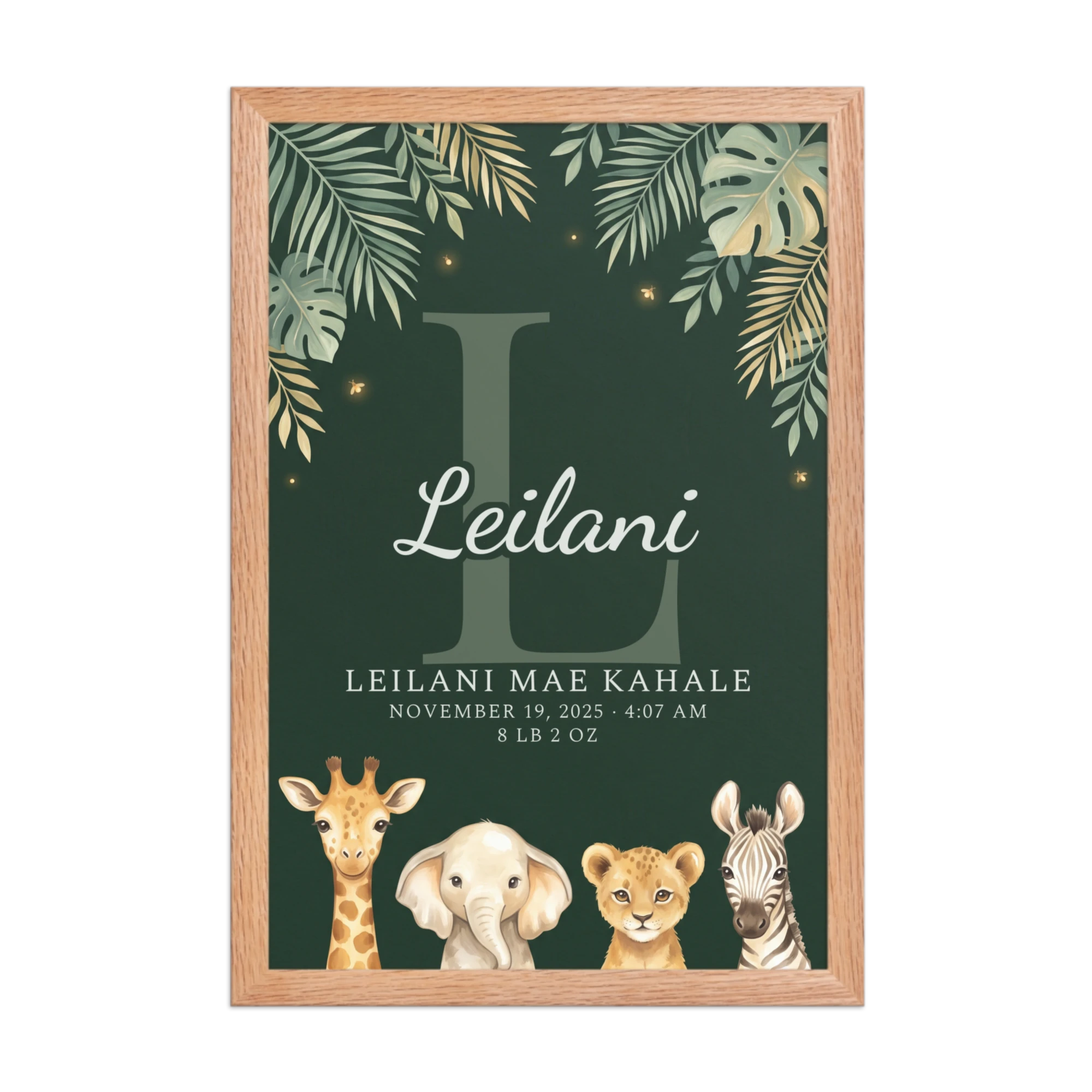 Emerald Jungle Nursery Name Art — example