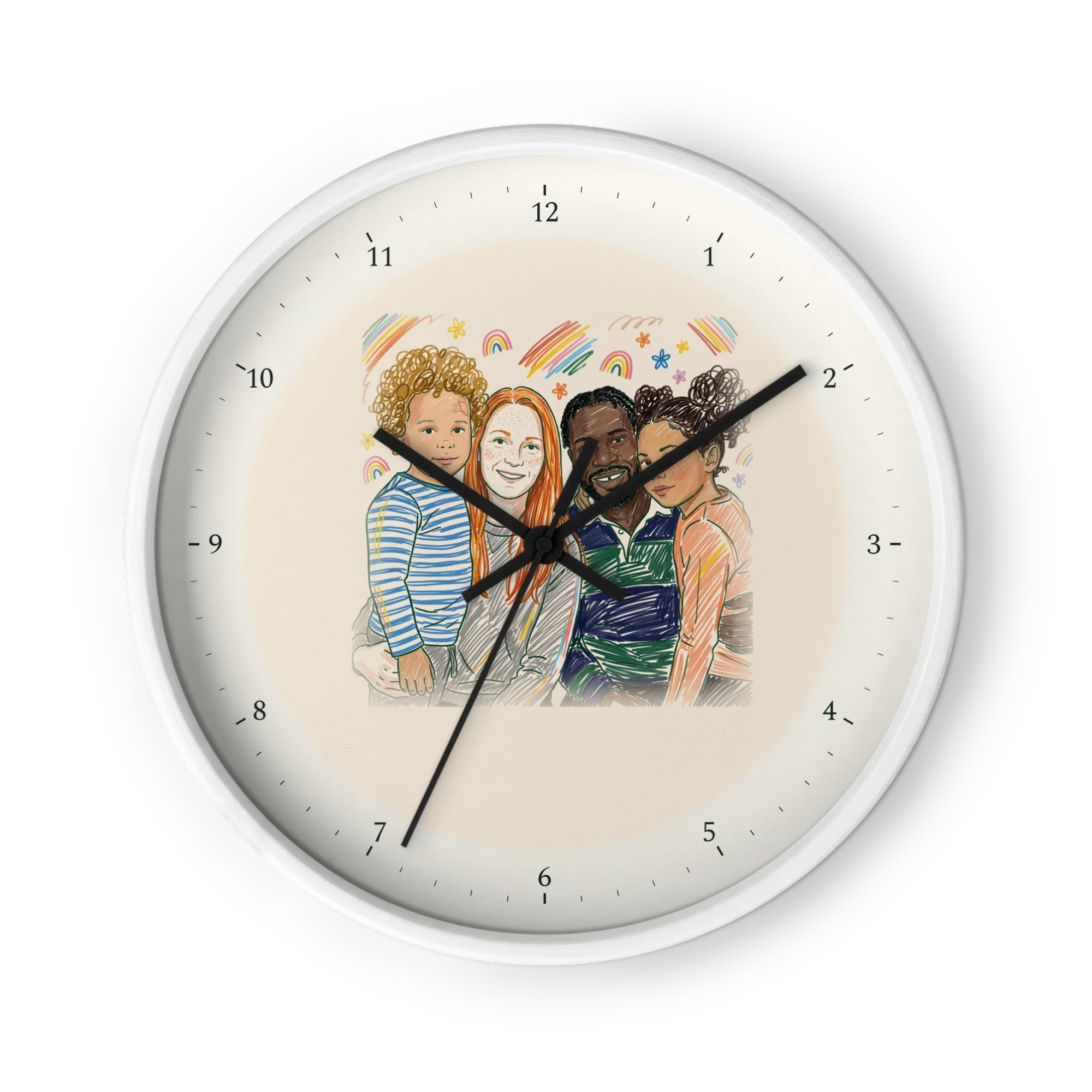 Portrait Clock — Rainbow Scribble