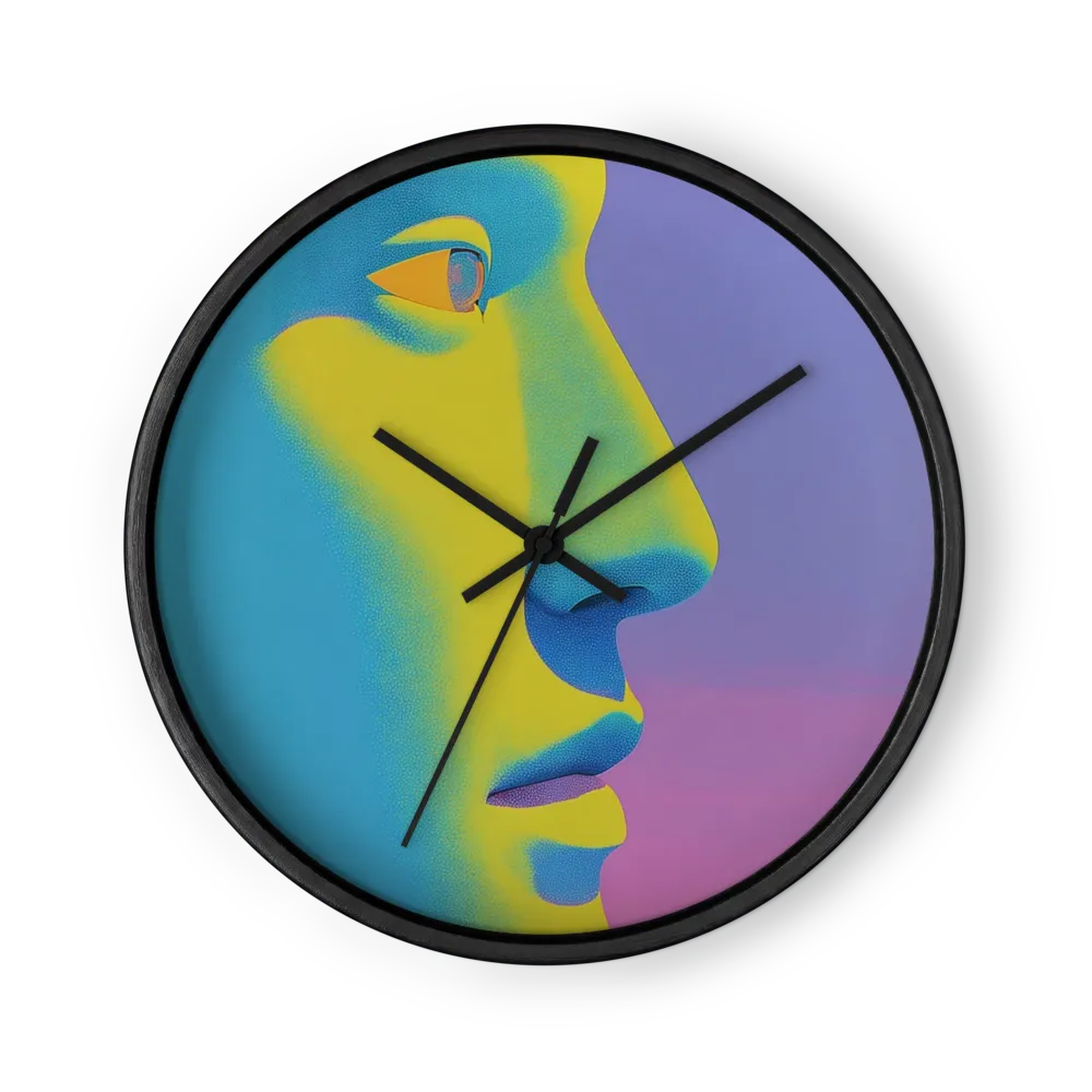 Vibrant Profile in Cyan and Yellow | Wall Clock