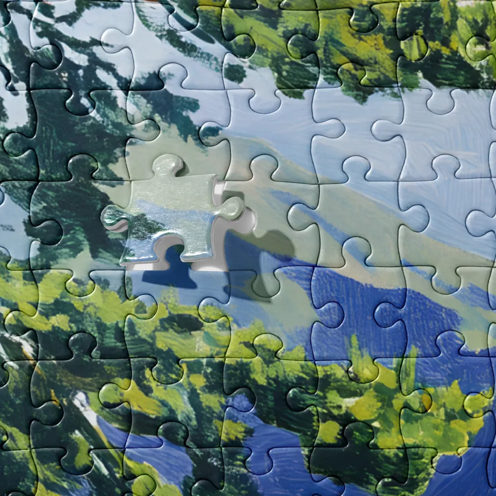 Impressionistic Mountain Pines 
 Jigsaw Puzzle in Tin Box