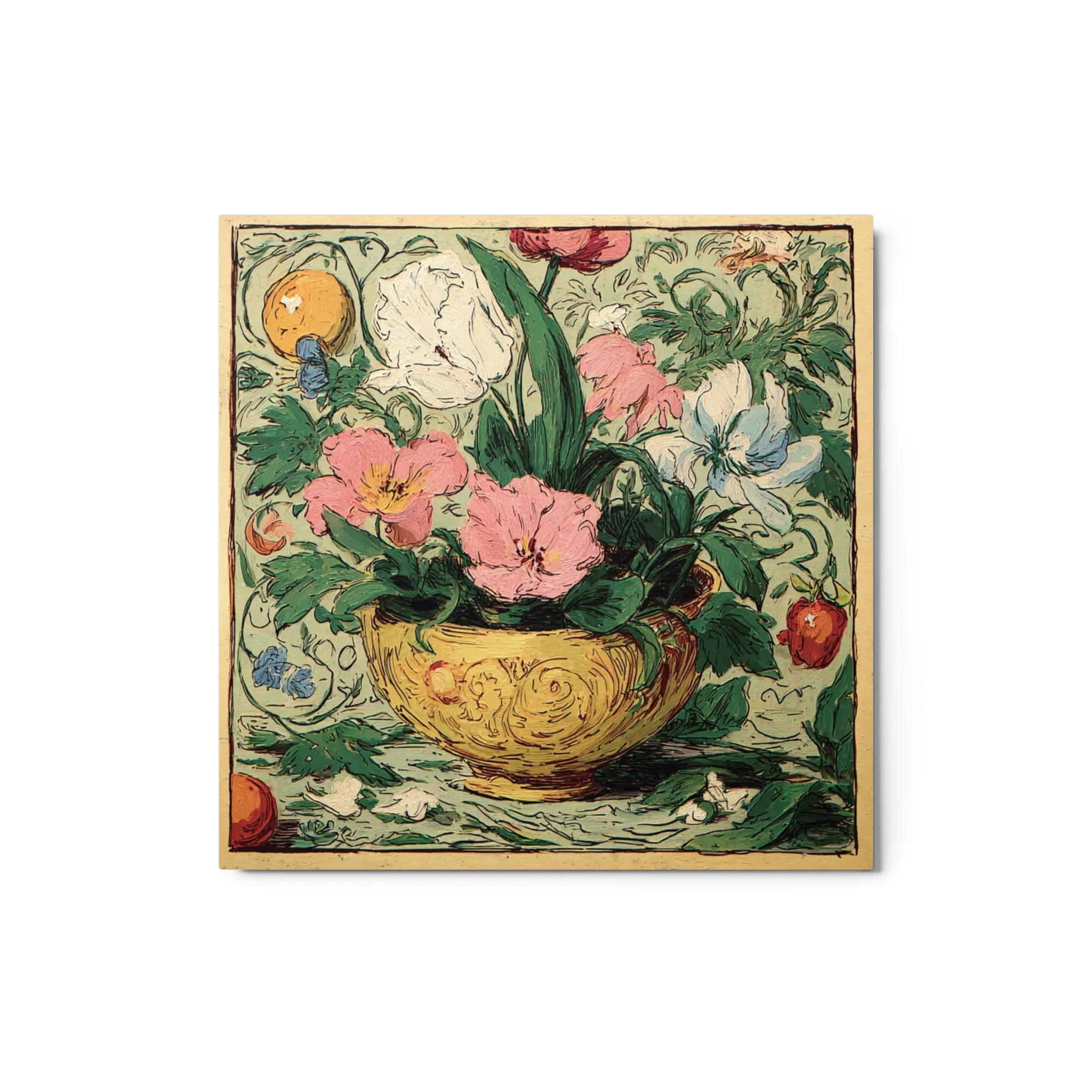 Floral Still Life in Yellow Bowl