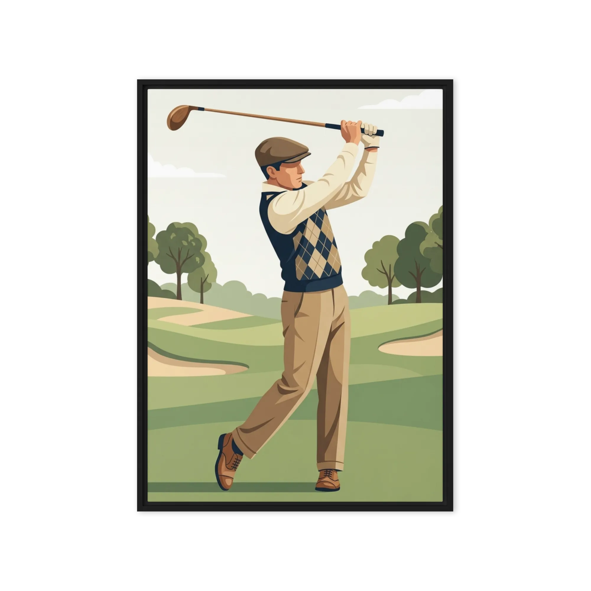 The Perfect Swing 
 Poster with Red oak Frame | 8″x 10″