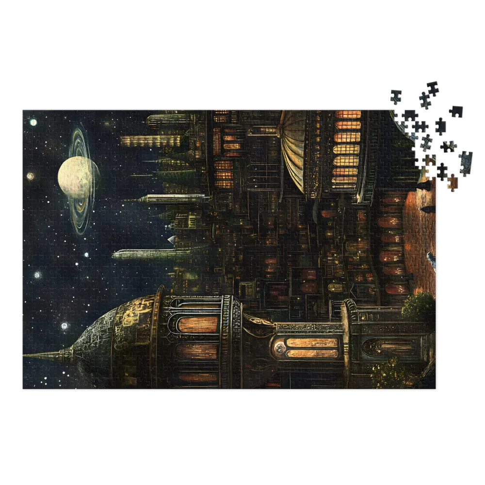 Surreal Cityscape with Saturn | Jigsaw Puzzle (252/520 pieces)