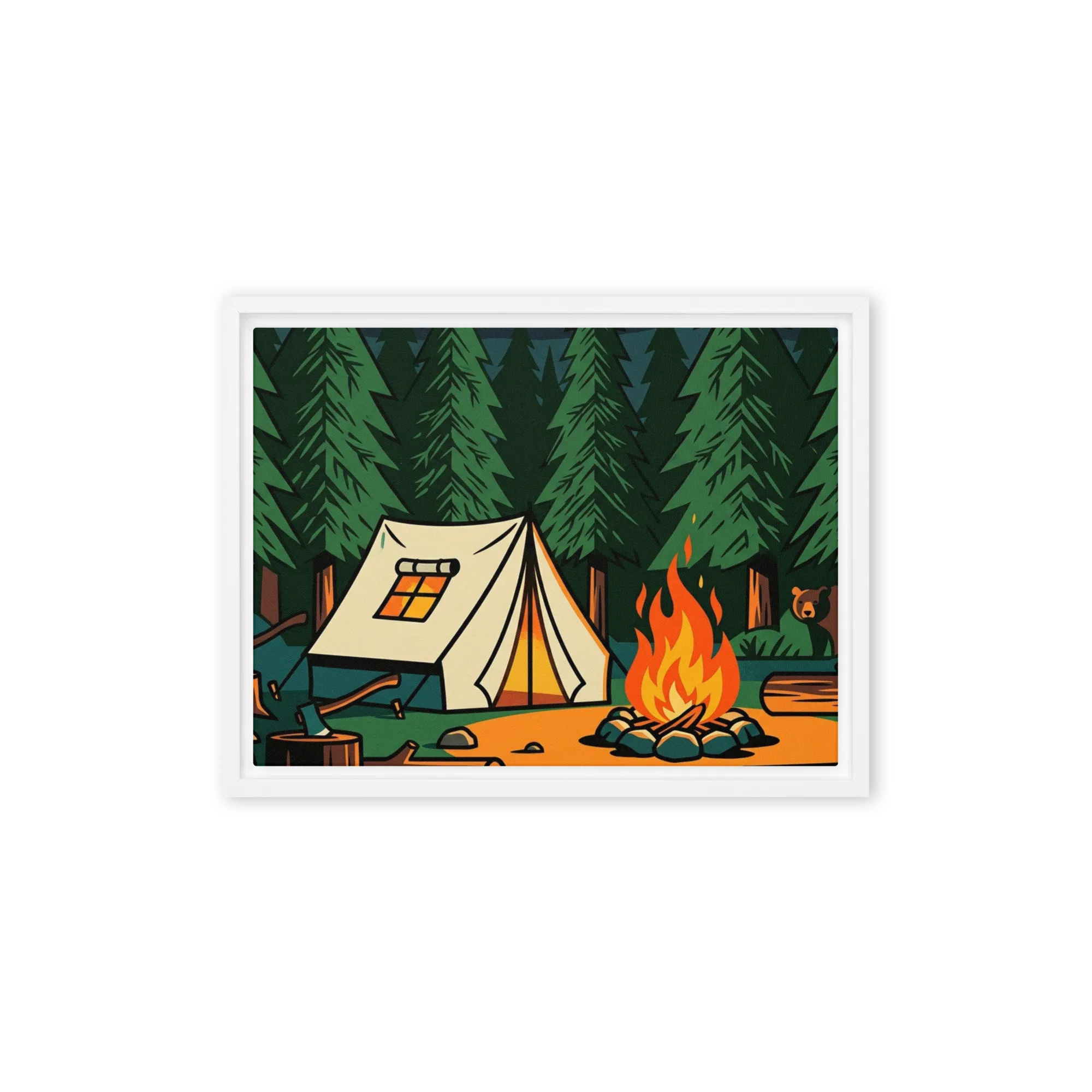 Forest Campfire 
 Canvas with Black Frame