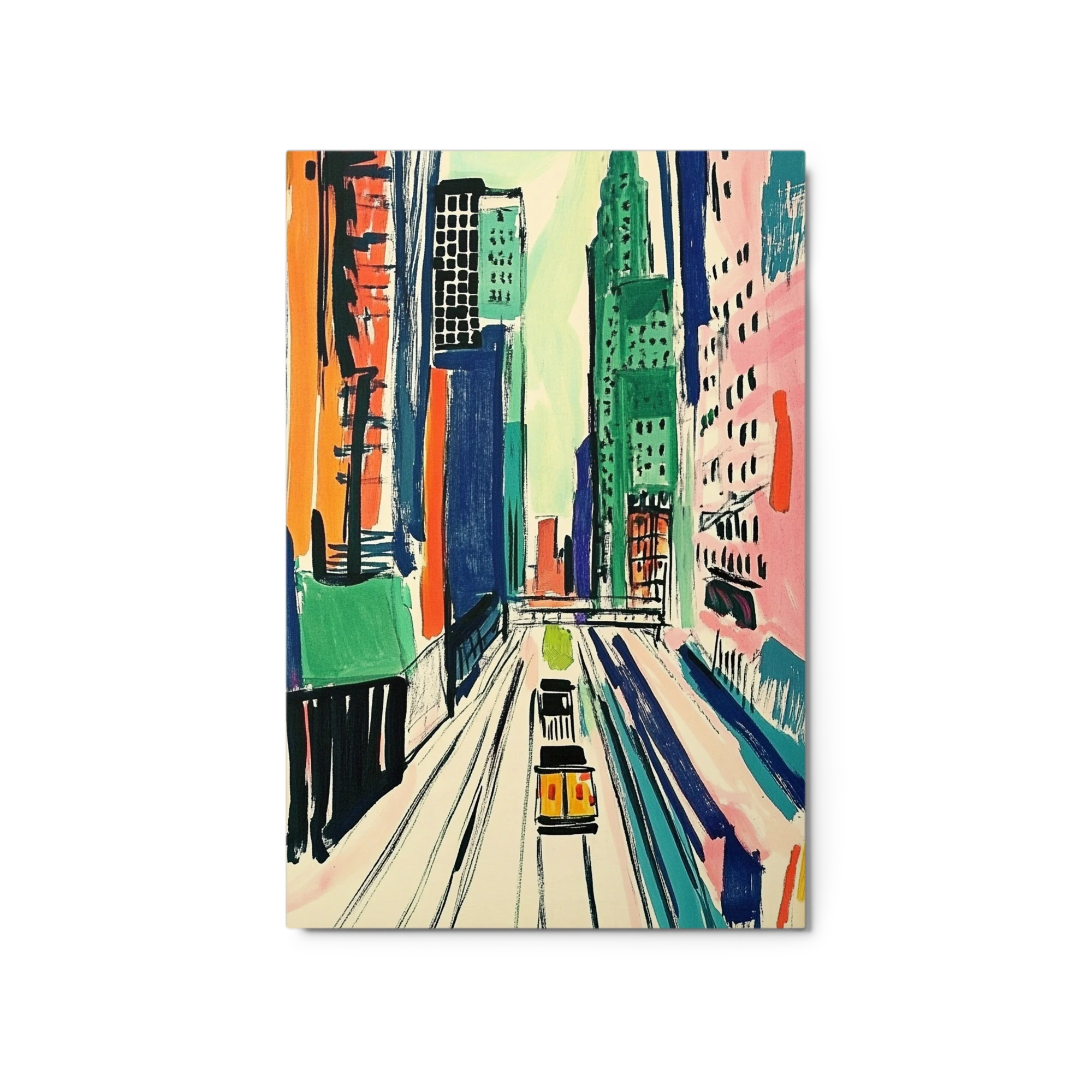 Vibrant Cityscape with Train