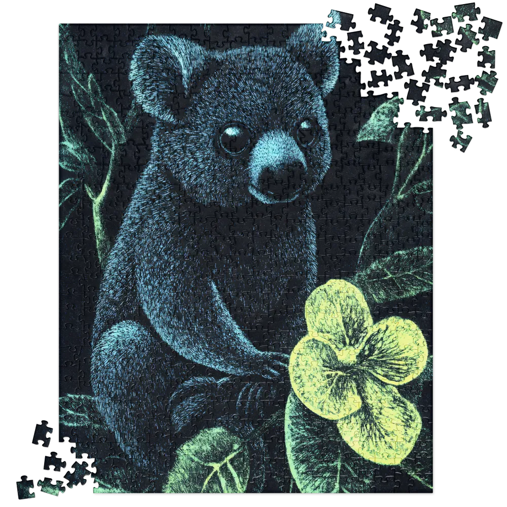 Nocturnal Koala with Yellow Flower 
 Jigsaw Puzzle