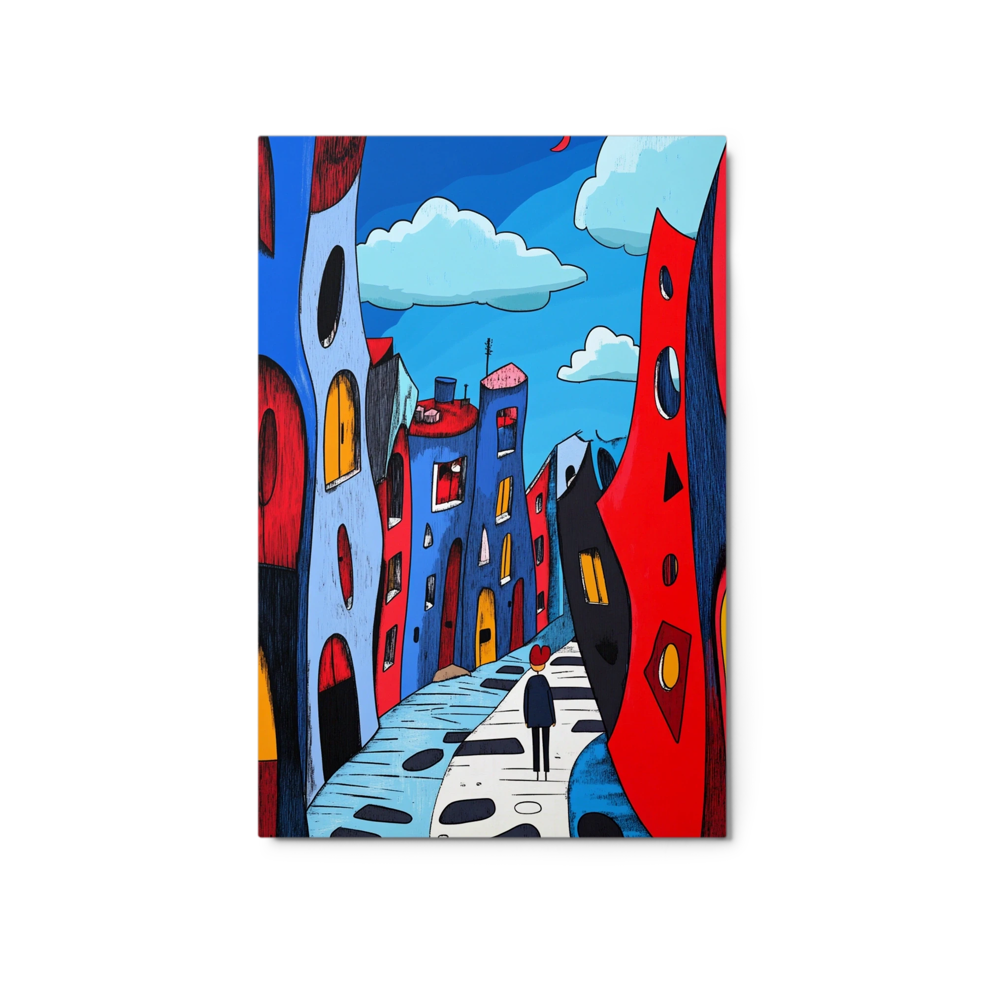 Abstract Cityscape with Figure