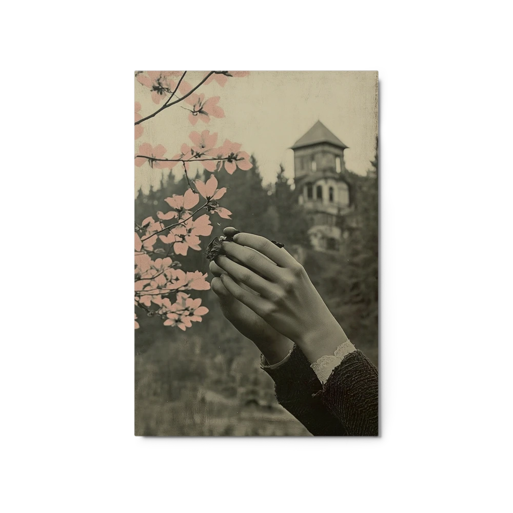 Delicate Embrace: Sepia Blooms | Art Print