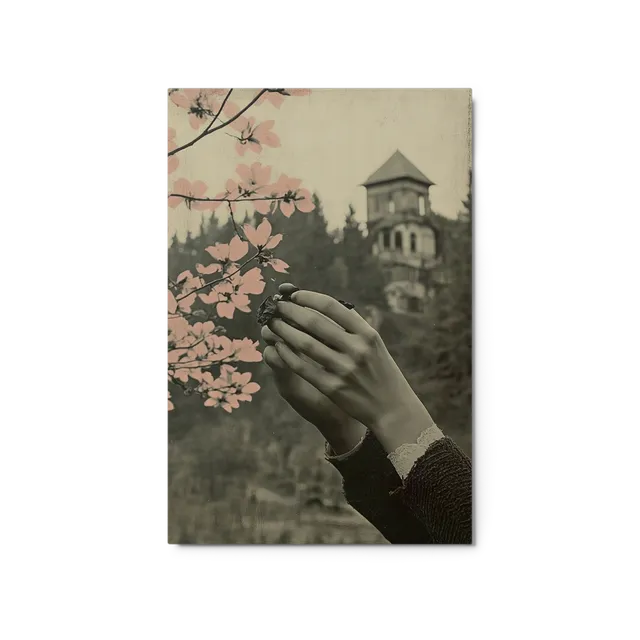 Delicate Embrace: Sepia Blooms | Art Print