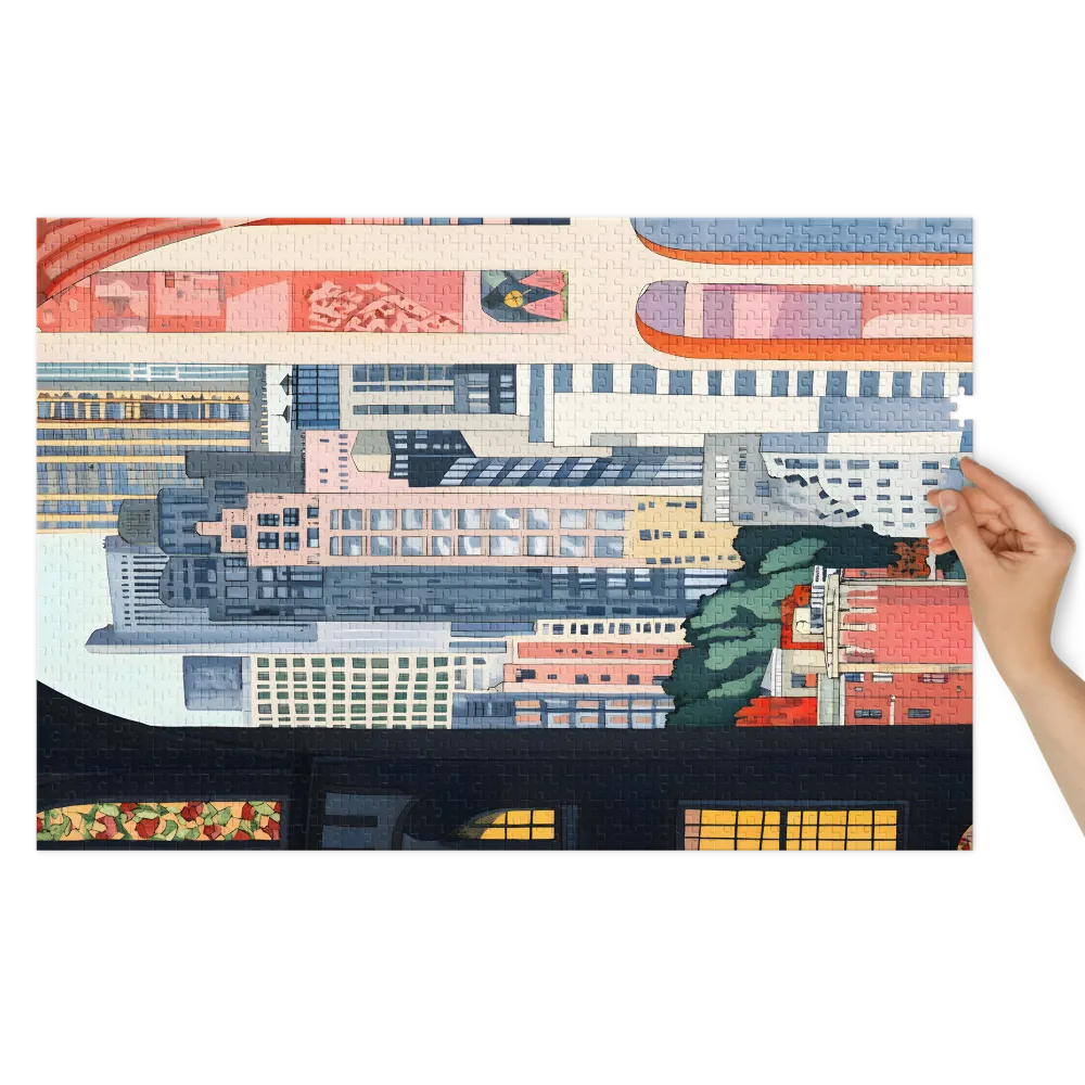 Vibrant Cityscape Illustration | Jigsaw Puzzle (252/520 pieces)