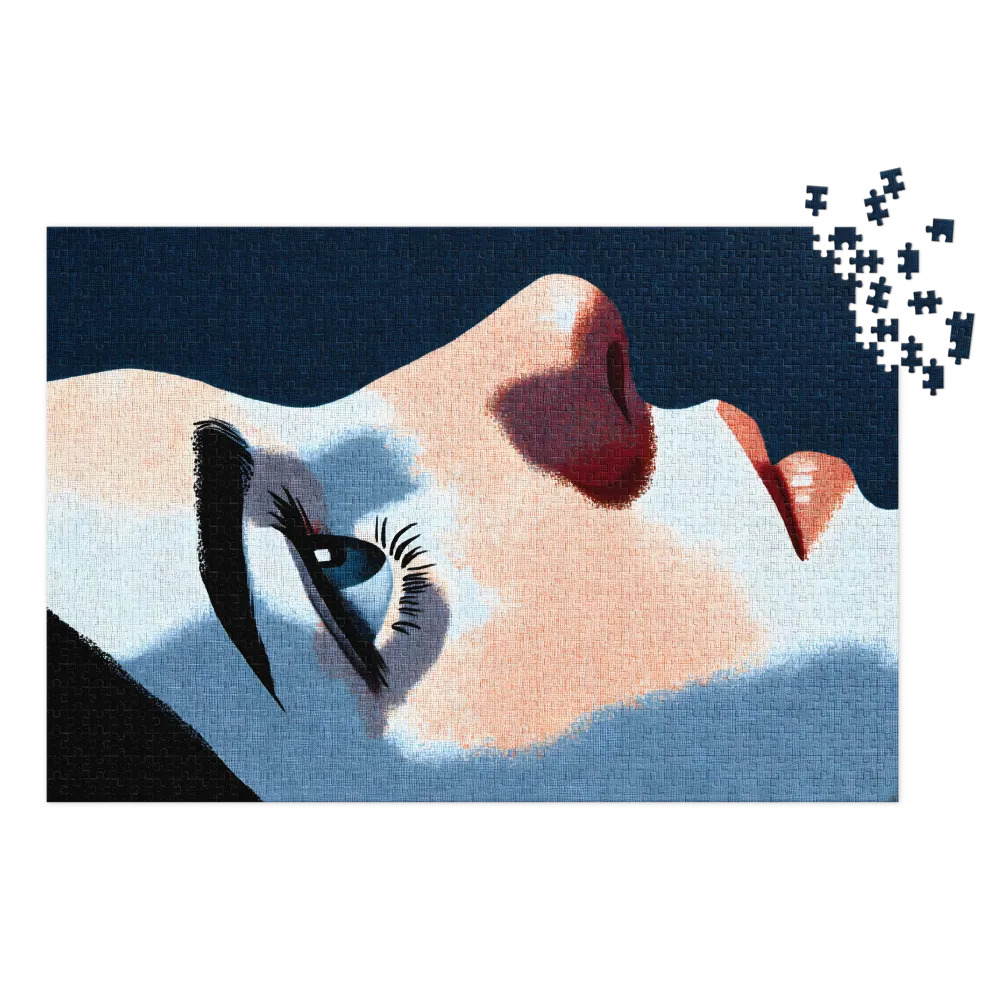 Stippled Female Profile 
 Jigsaw Puzzle in Tin Box