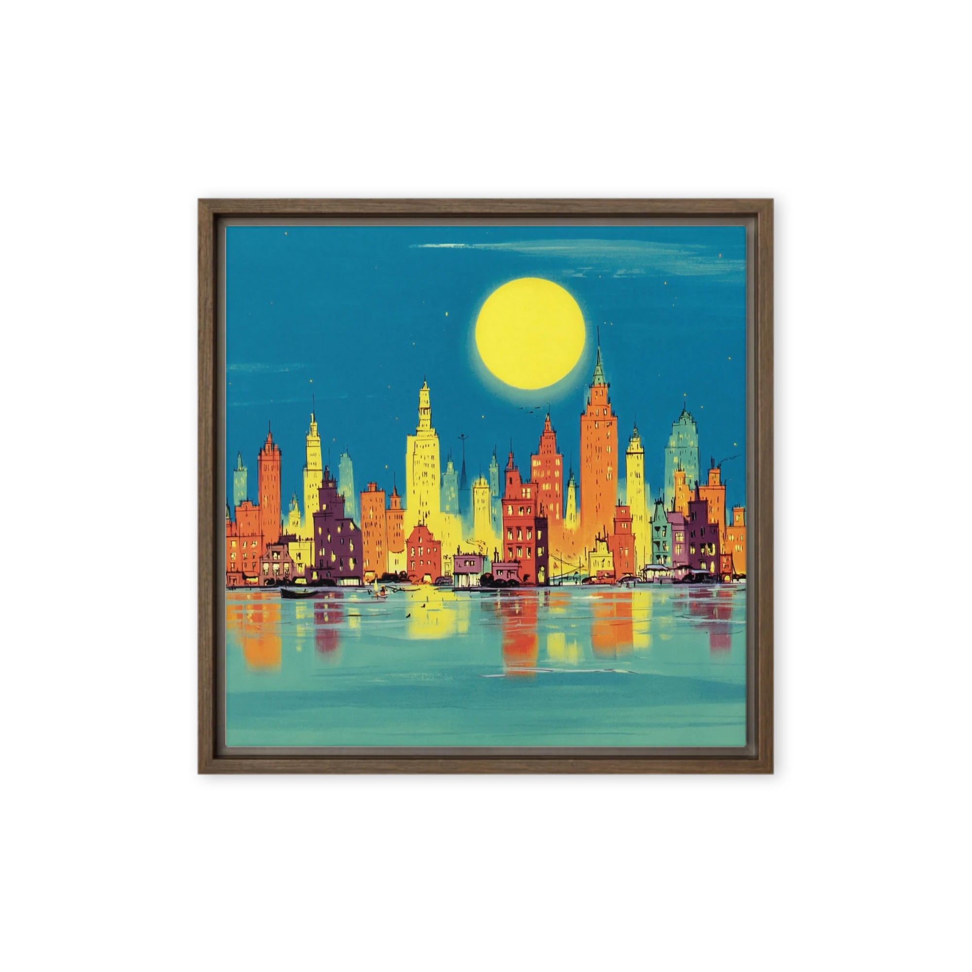 Mid-Century Moonlit City