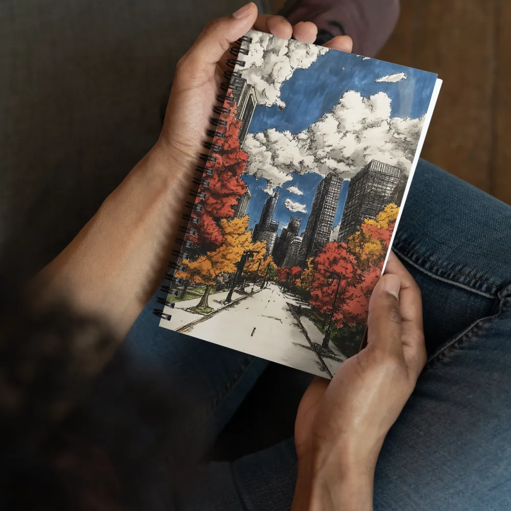 Autumn Cityscape Illustration 
 Spiral Notebook | 140 pages