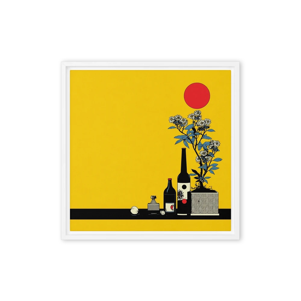 Bonsai and Red Sun Still Life | Art Print