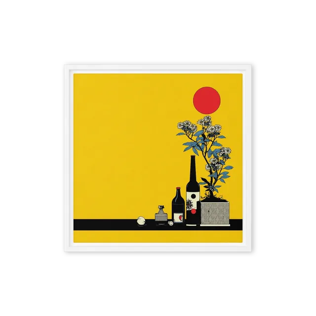 Bonsai and Red Sun Still Life | Art Print