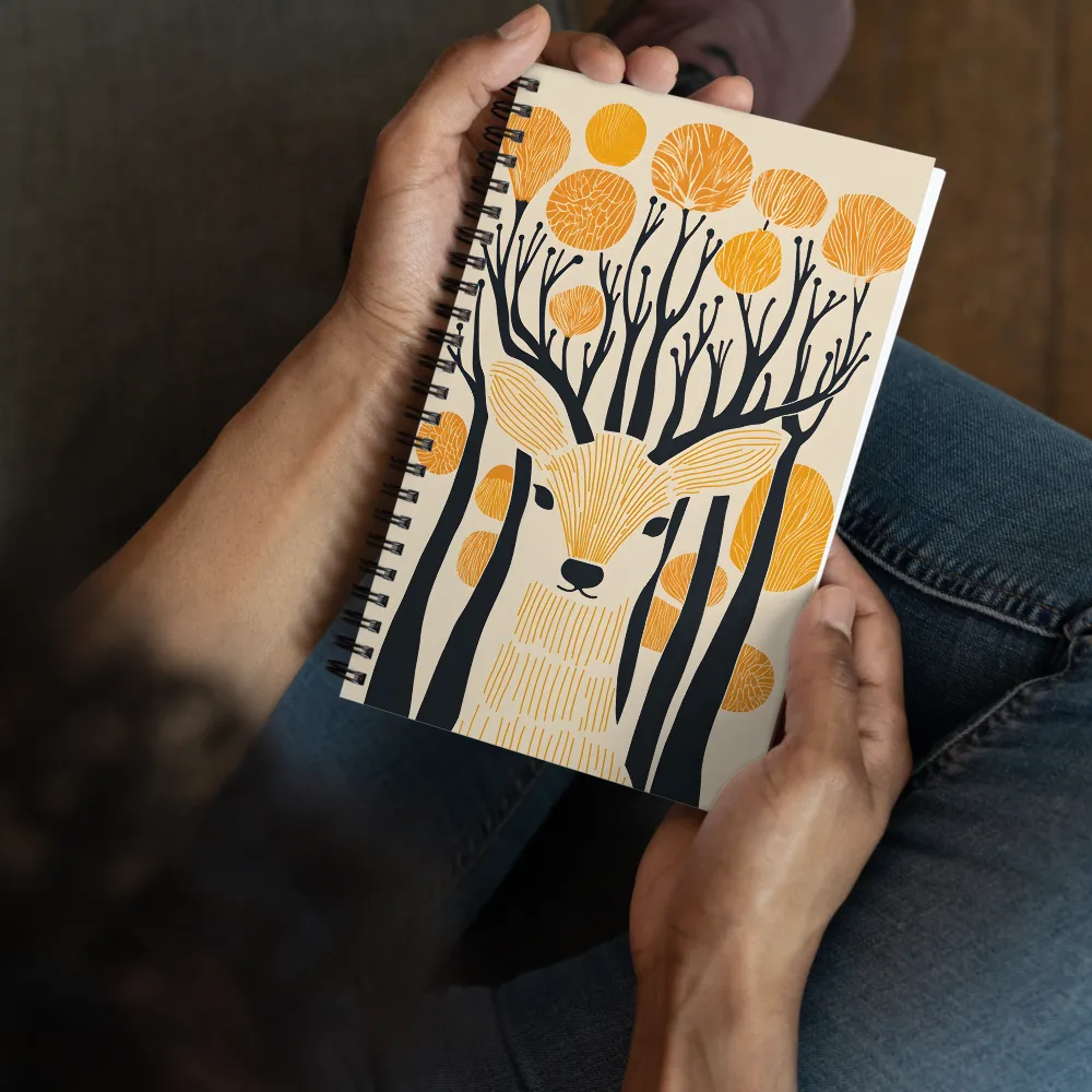 Woodcut Forest Deer 
 Spiral Notebook | 140 pages