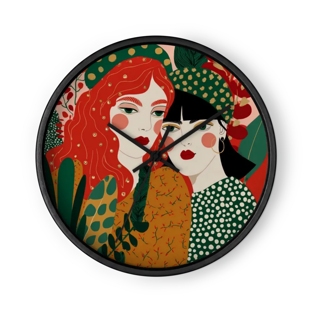 Two Women in Botanical Garden | Wall Clock