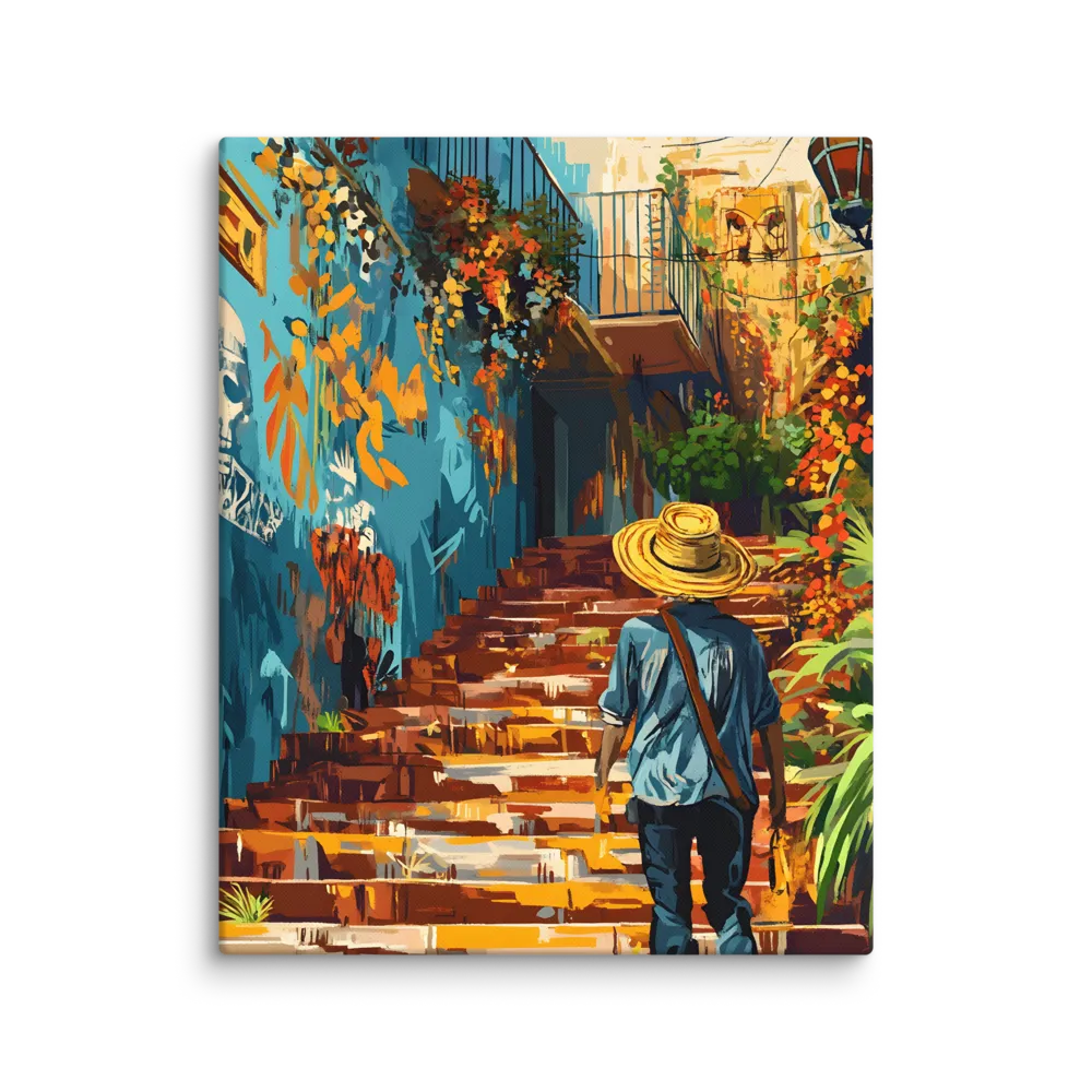 Ascending the Vibrant Steps 
 Canvas | 8″x 8″
