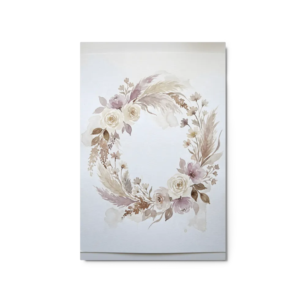 Bohemian Floral Wreath 
 Canvas with White Frame