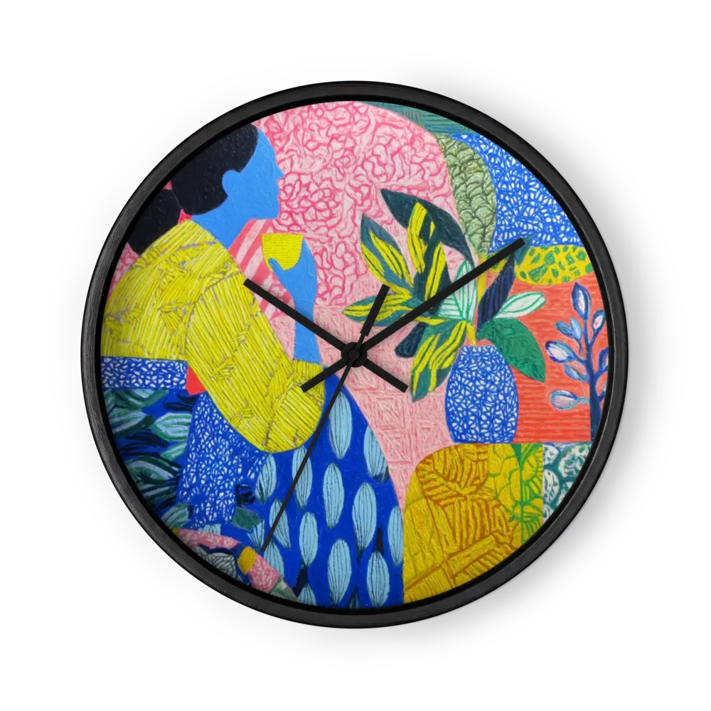 Morning Tea and Botanical Patterns | Wall Clock