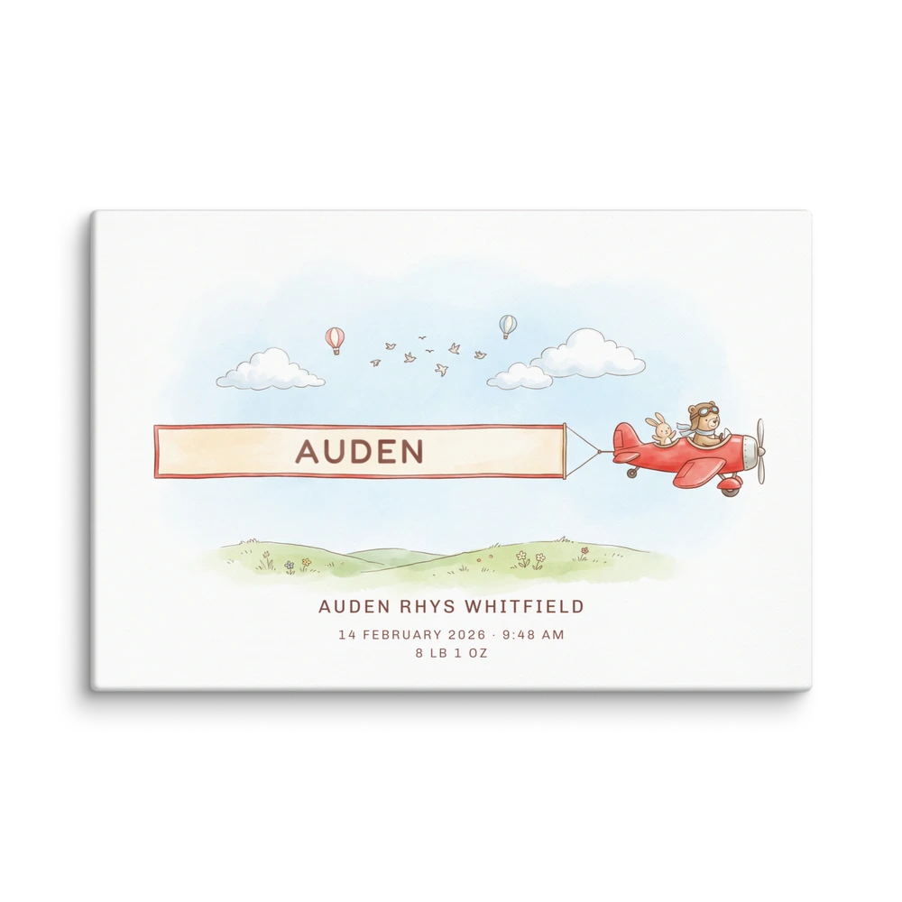 Nursery Name Art — Banner Plane