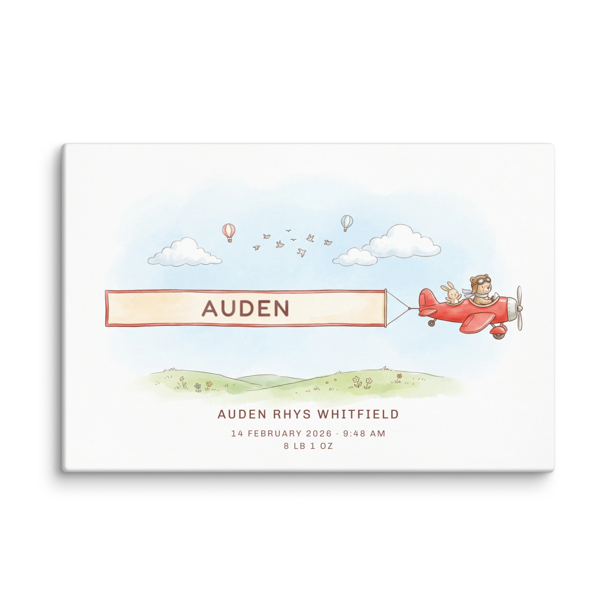 Nursery Name Art — Banner Plane