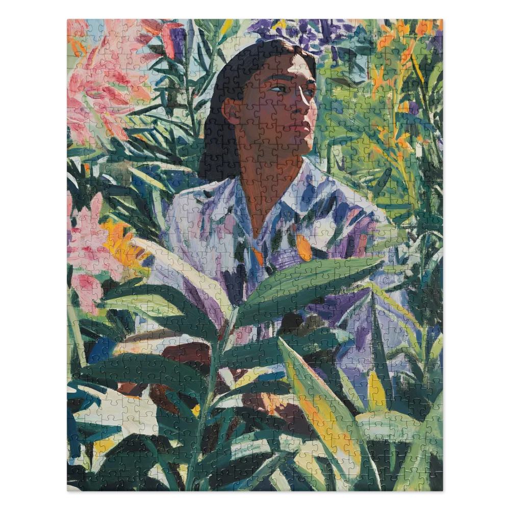 Serene Garden Portrait 
 Jigsaw Puzzle in Tin Box