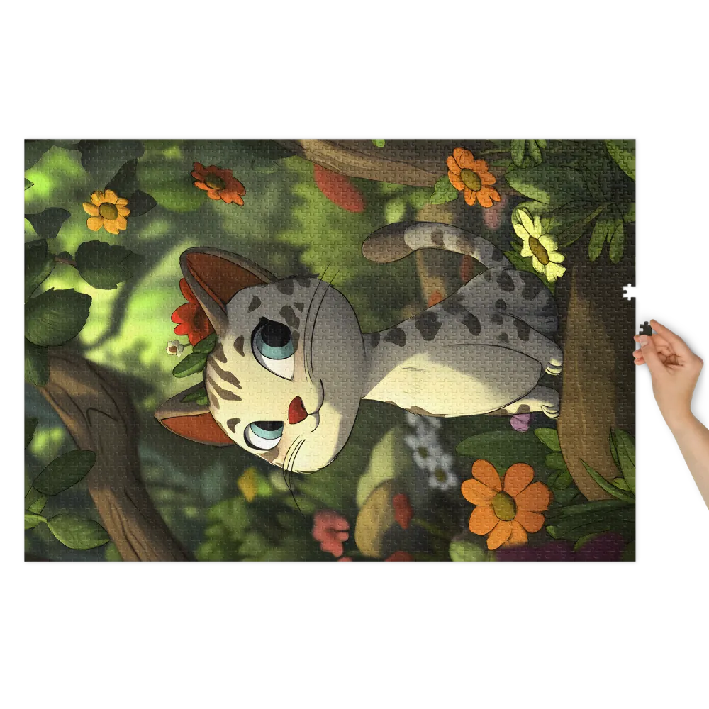 Forest Kitten 
 Jigsaw Puzzle in Tin Box