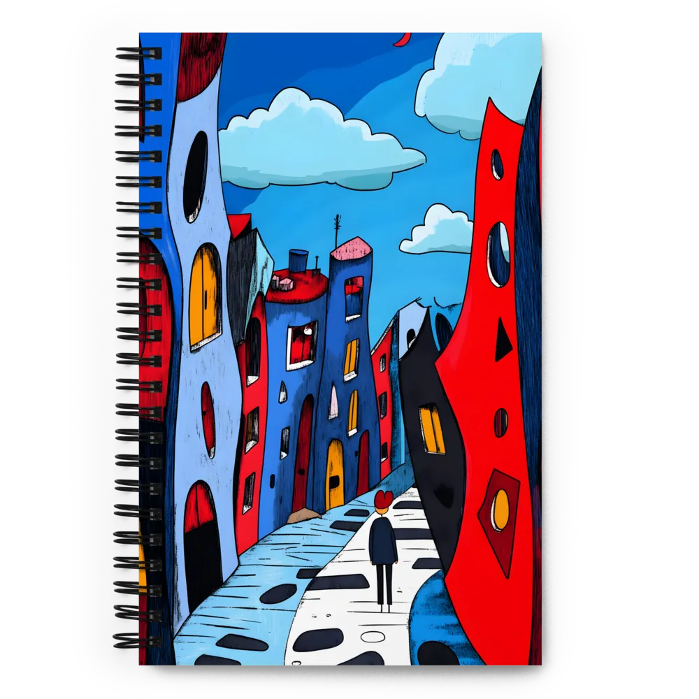 Midnight Wanderer in a Whimsical City 
 Spiral Notebook | 140 pages