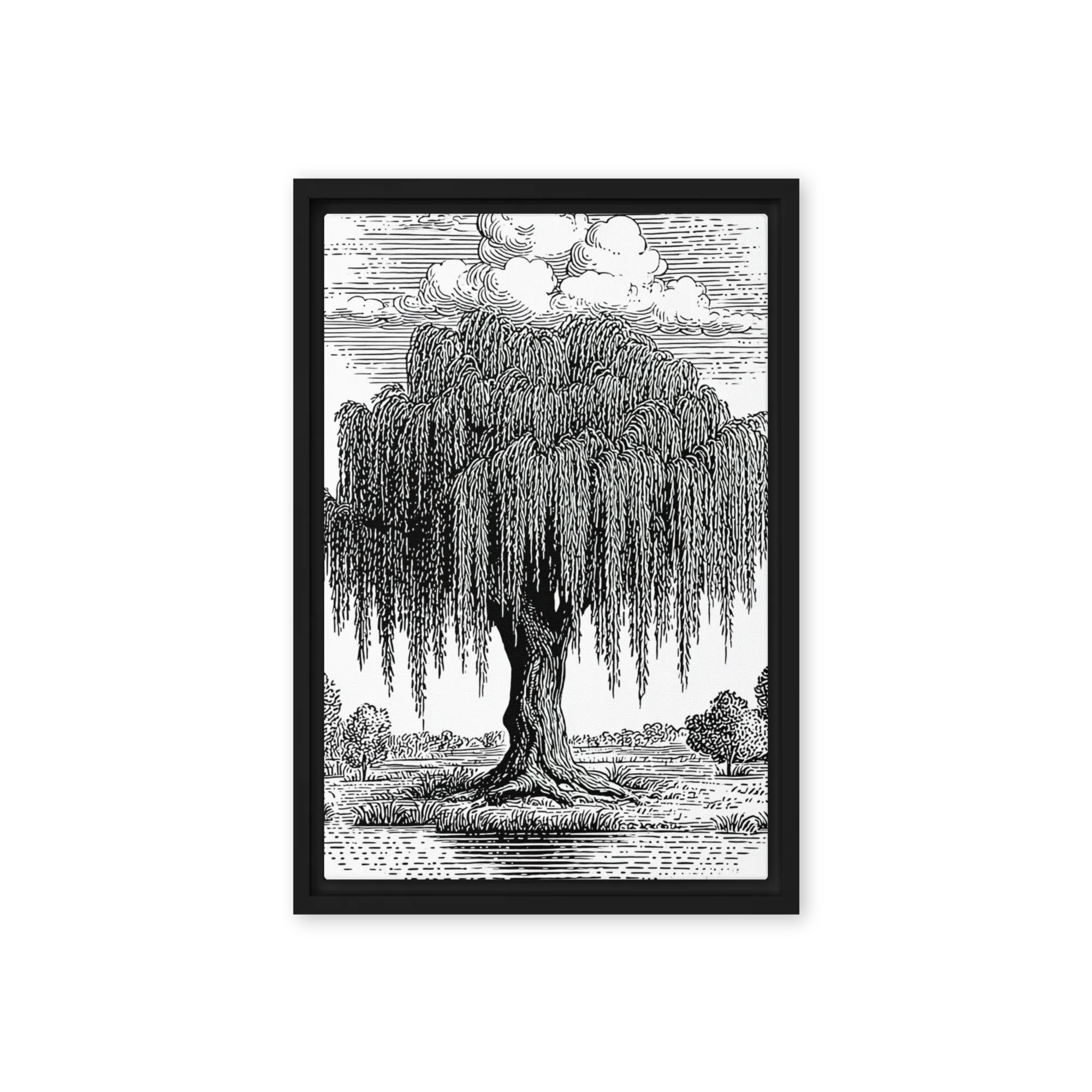 The Whispering Willow 
 Poster with Red oak Frame | 18″x 24″