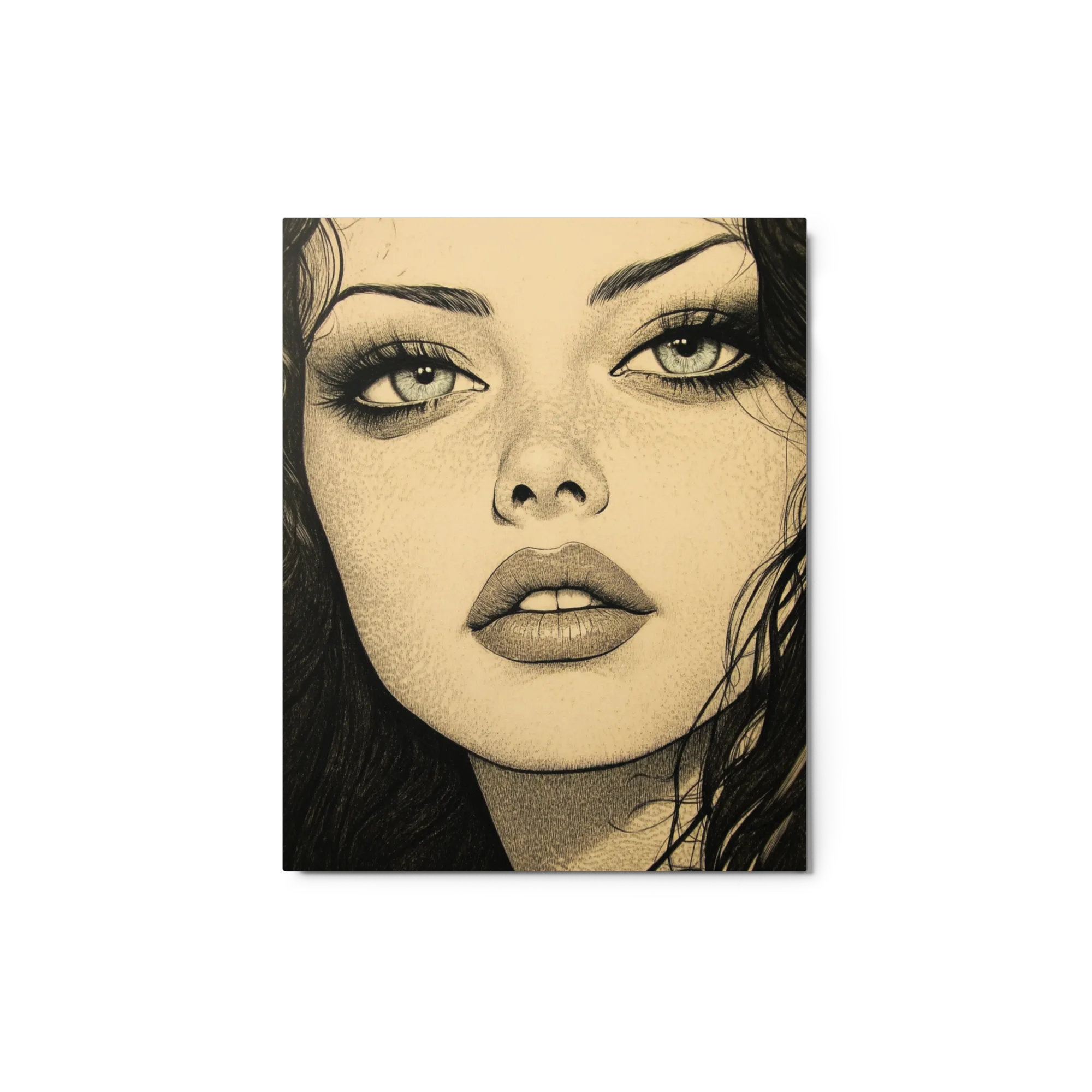 Detailed Female Portrait Ink Drawing