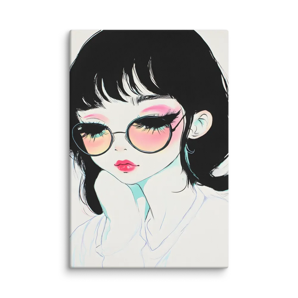 Vibrant Anime Portrait 
 Canvas with White Frame