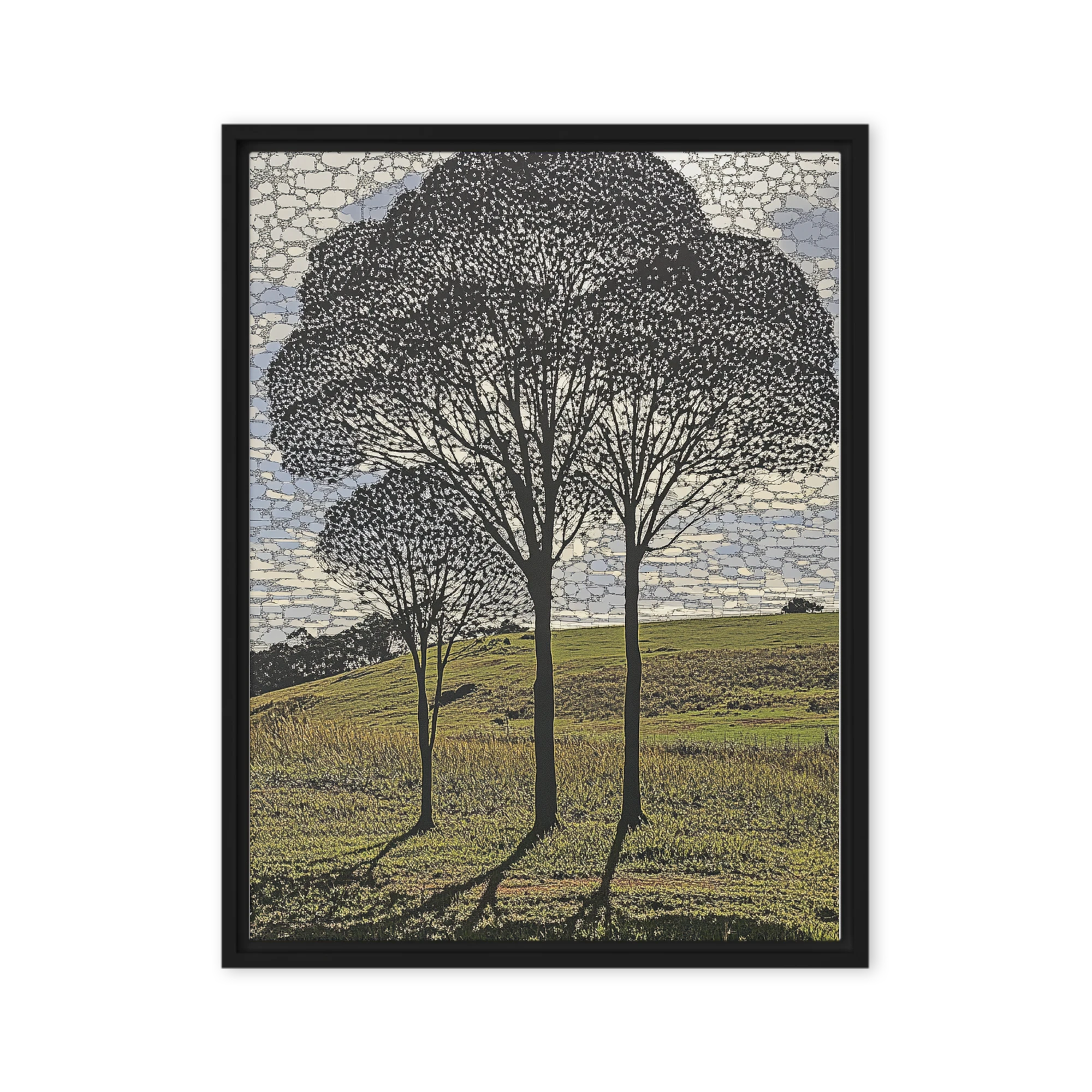Silhouetted Trees in Mosaic Sky | Art Print
