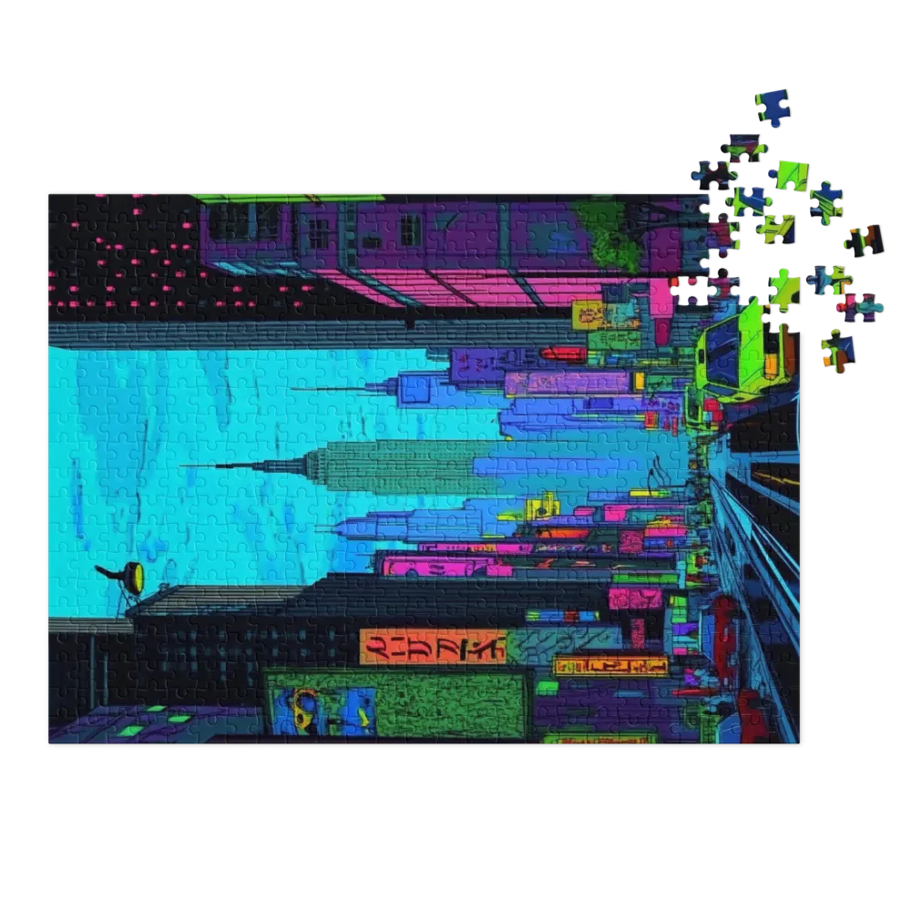 Futuristic Cityscape with Neon Colors