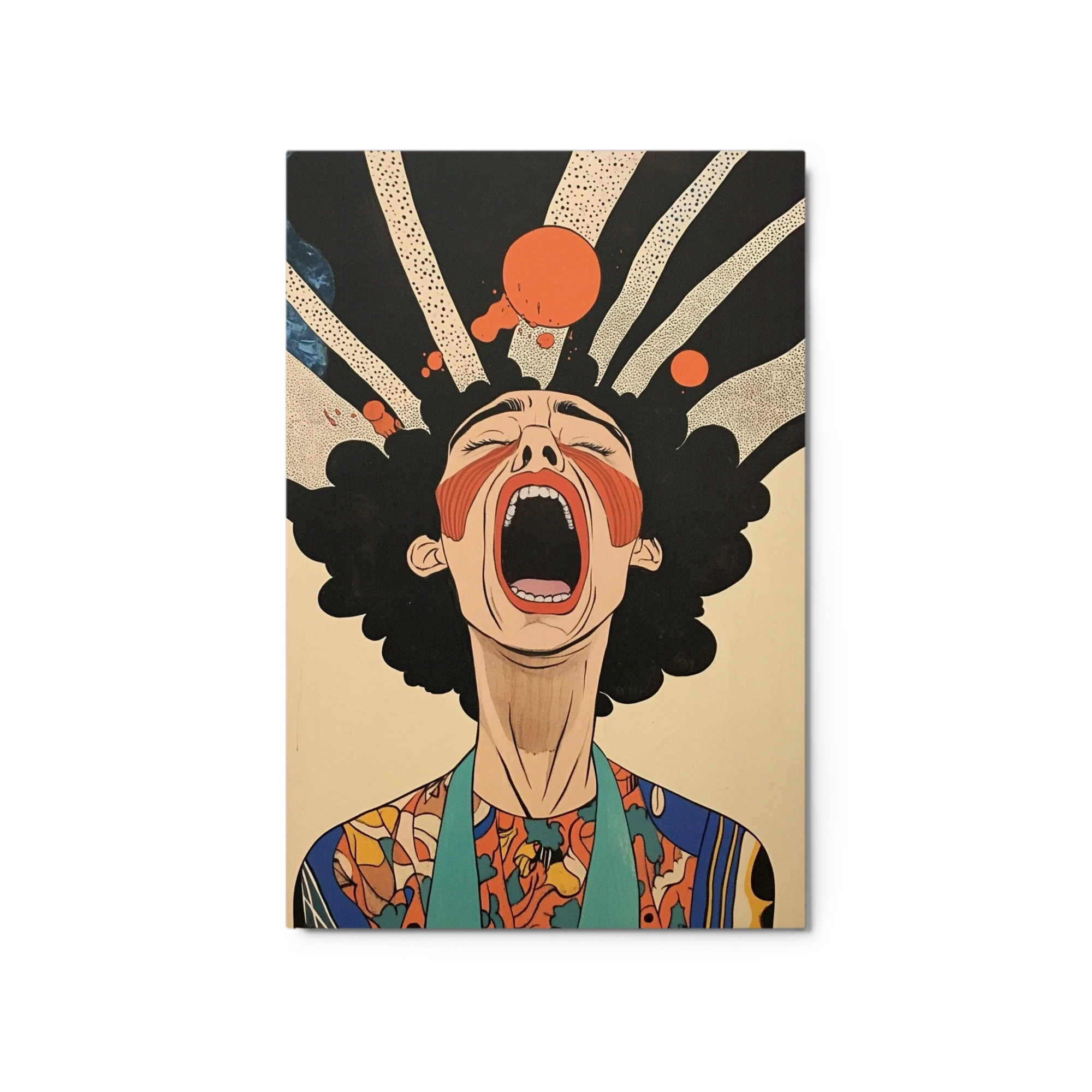 Screaming Portrait with Surreal Lines