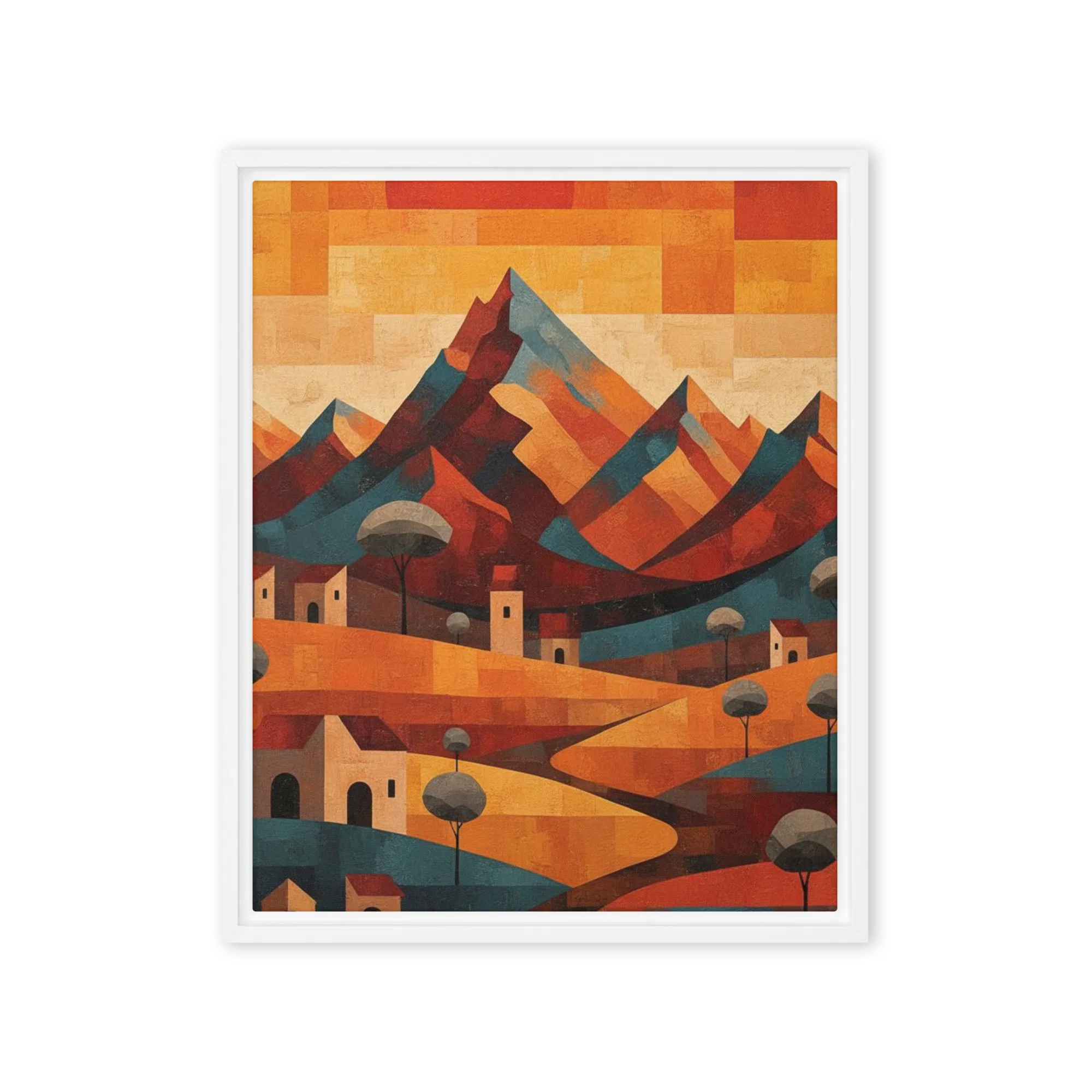 Abstract Mountain Village Sunset