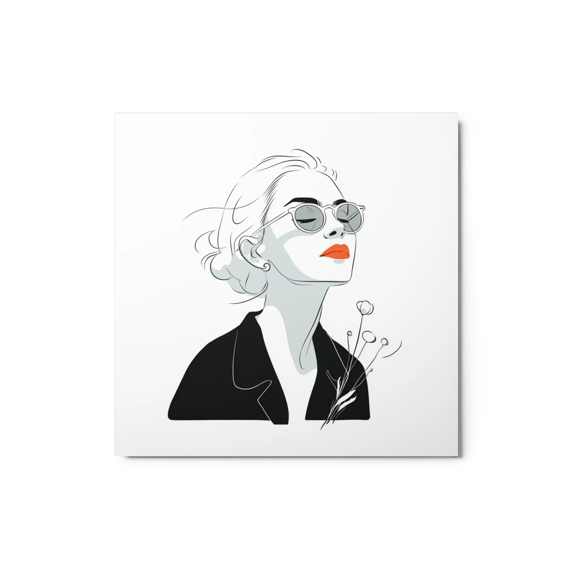 Woman in Sunglasses with Red Lips