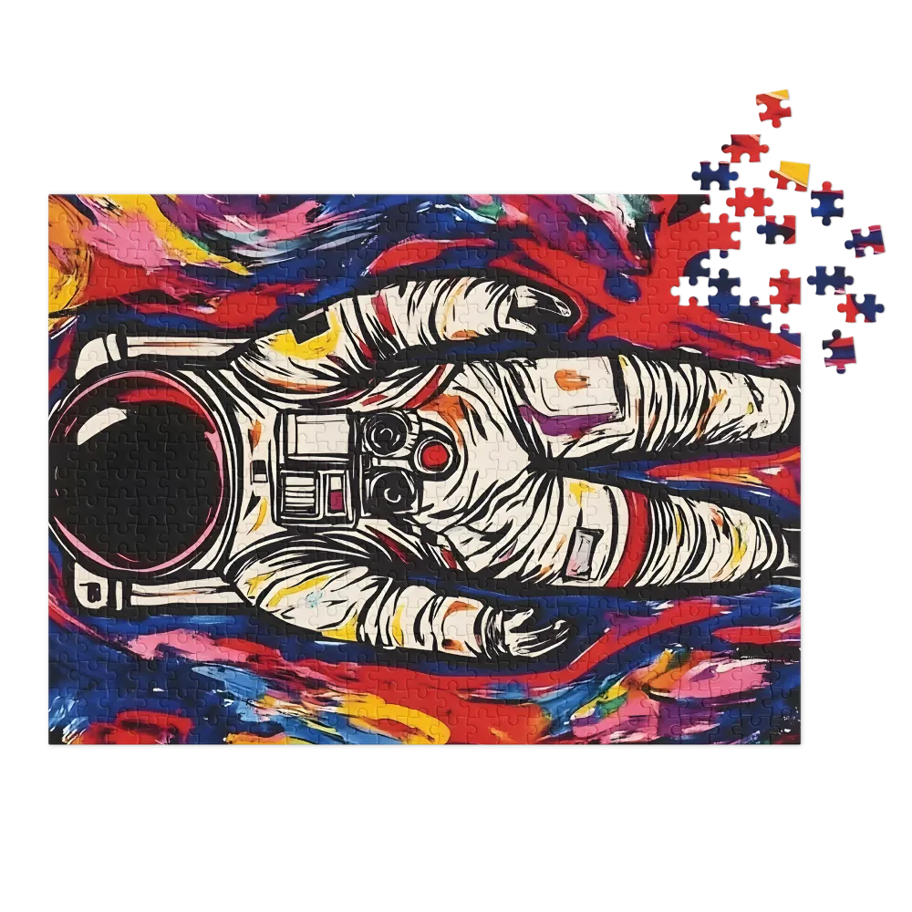 Astronaut in Abstract Colorful Background