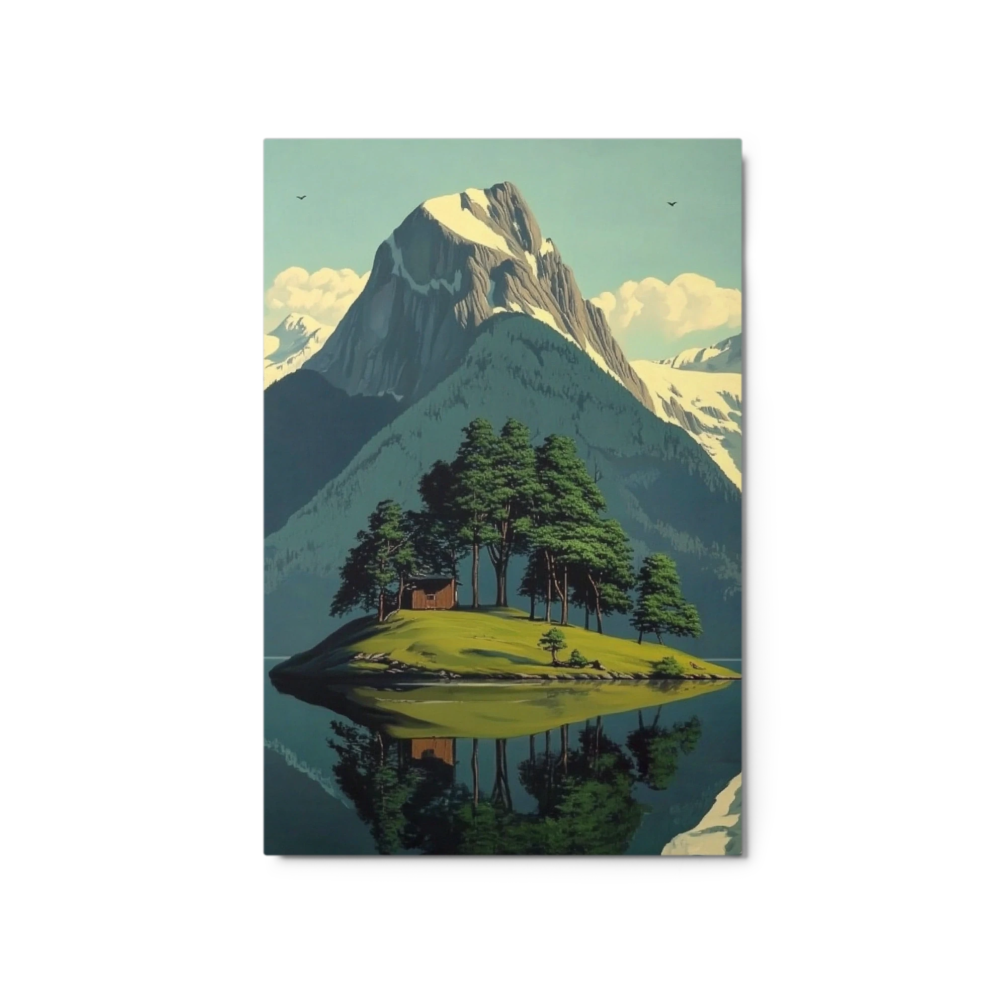 Serene Mountain Landscape with Cabin
