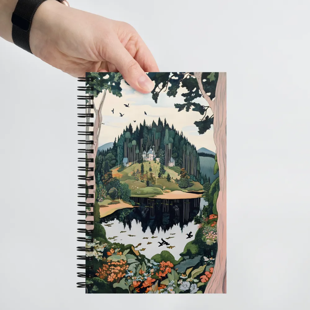 Tranquil Forest Lake Castle 
 Spiral Notebook | 140 pages