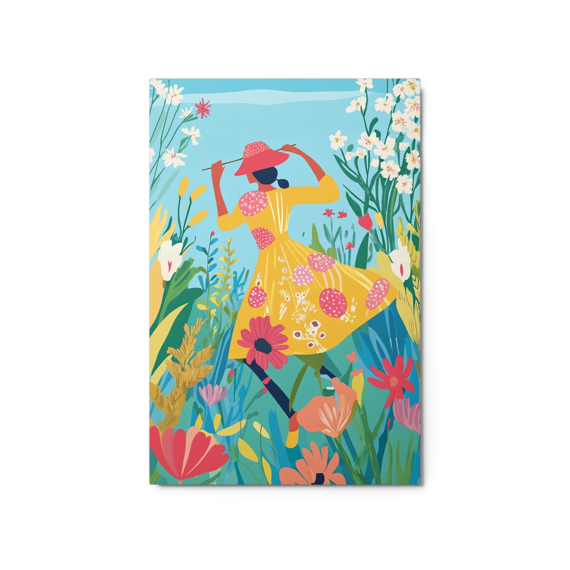 Woman in Yellow Dress Among Flowers