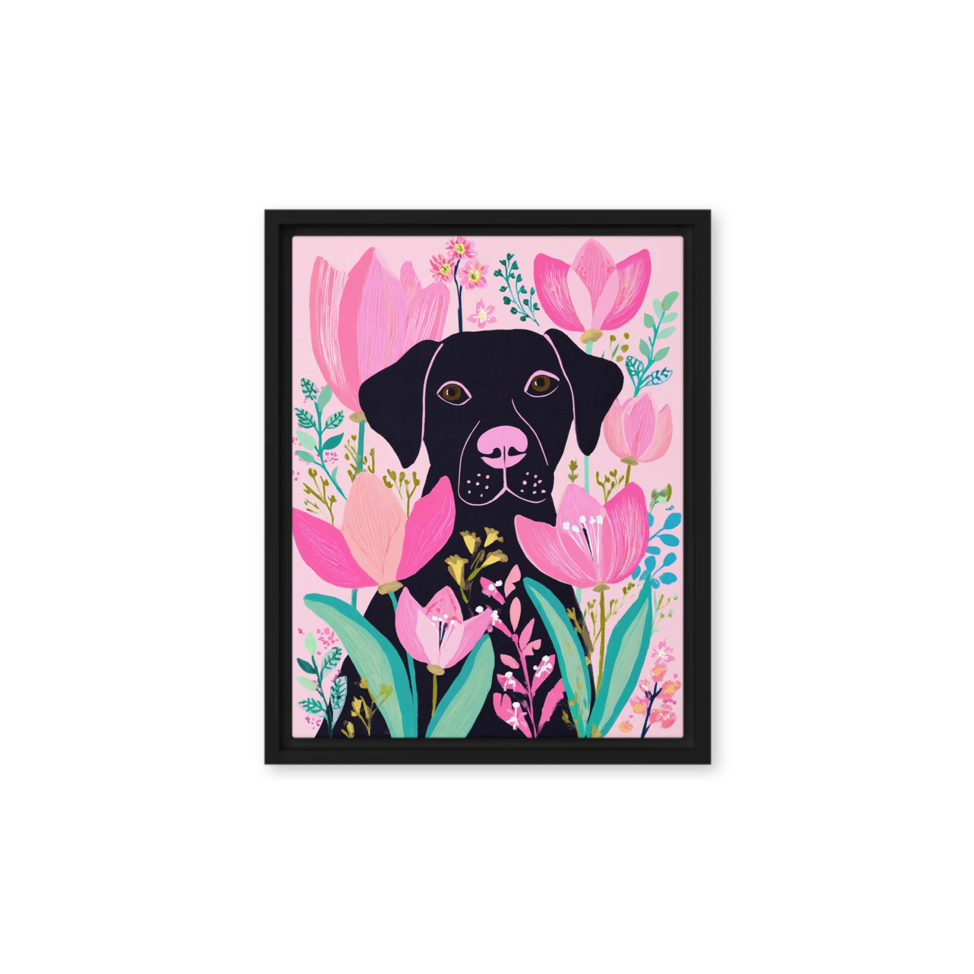 Black Dog in Bloom | Art Print