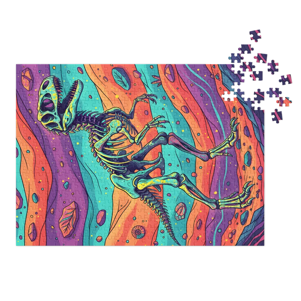 Psychedelic Raptor Skeleton