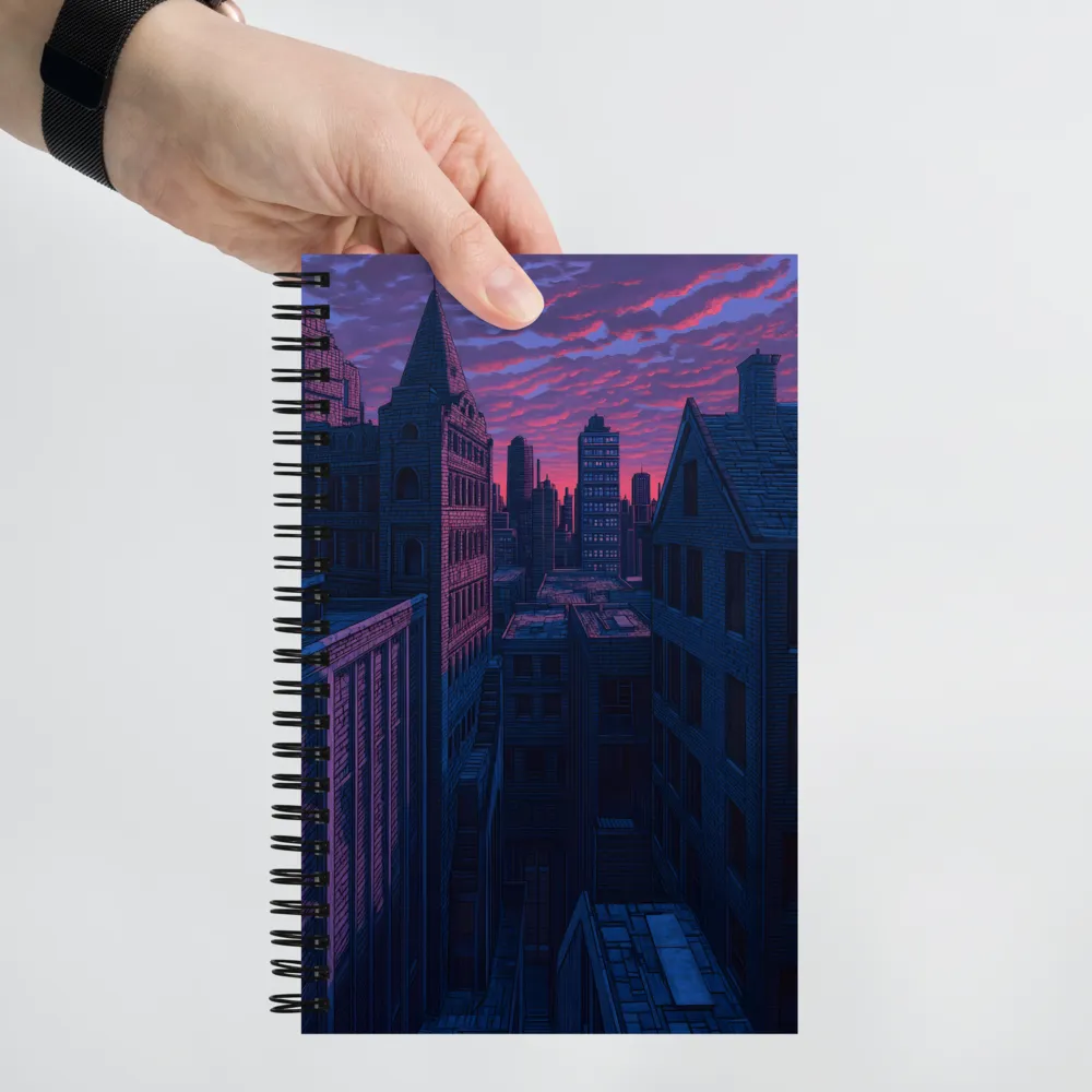 Purple Cityscape Sunset 
 Spiral Notebook | 140 pages