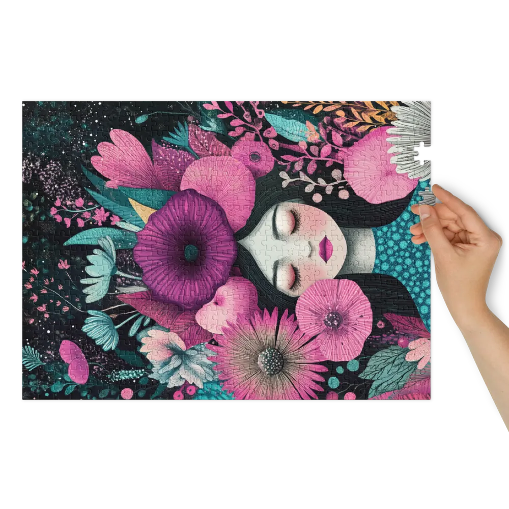 Serene Girl with Vibrant Flowers | Jigsaw Puzzle (252/520 pieces)