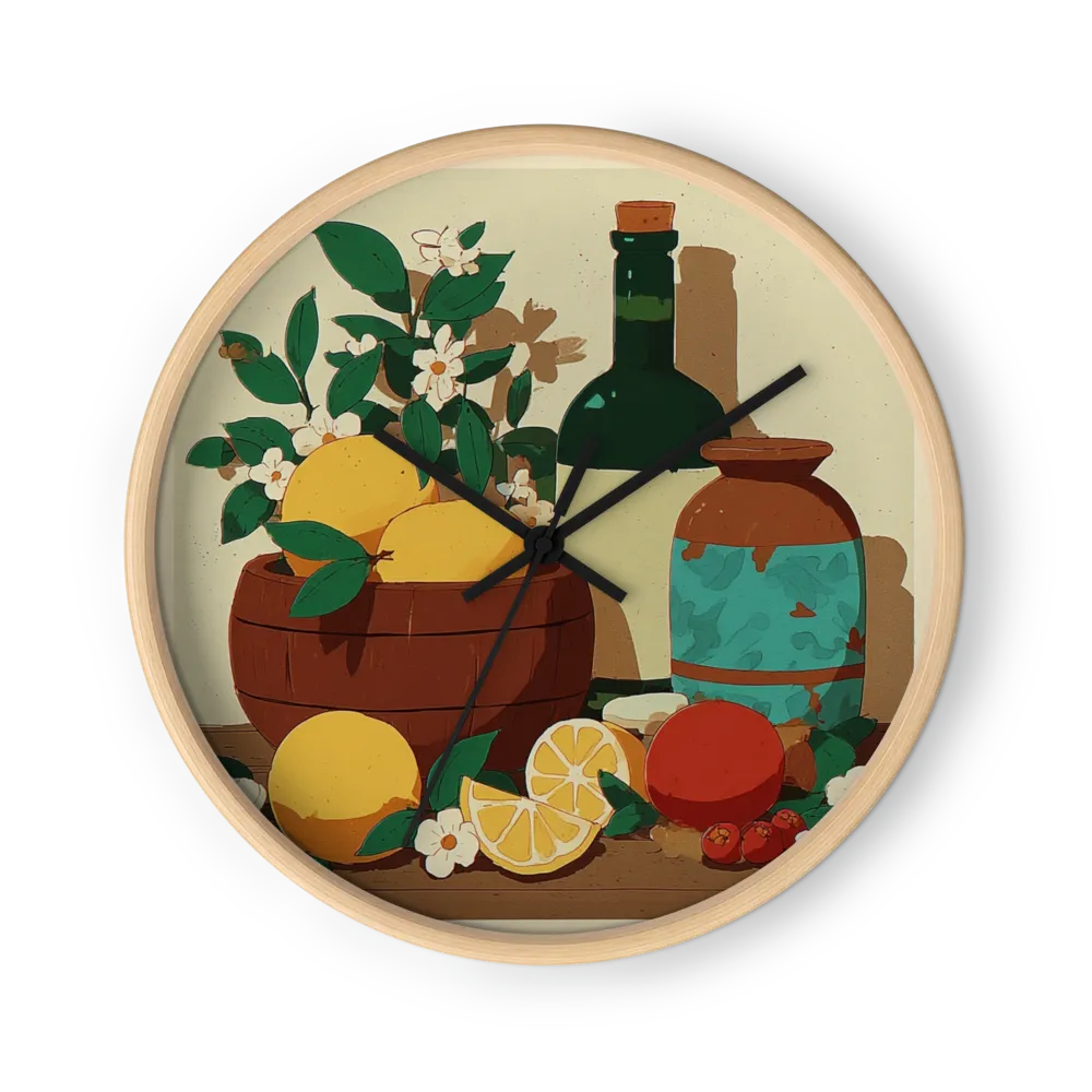 Nostalgic Mid-Century Still Life Clocks — Lemons, Bottles & Enamel