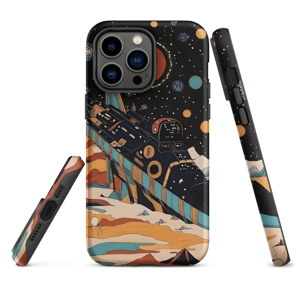 Stylized Spaceship in Cosmic Landscape | Phone Case
