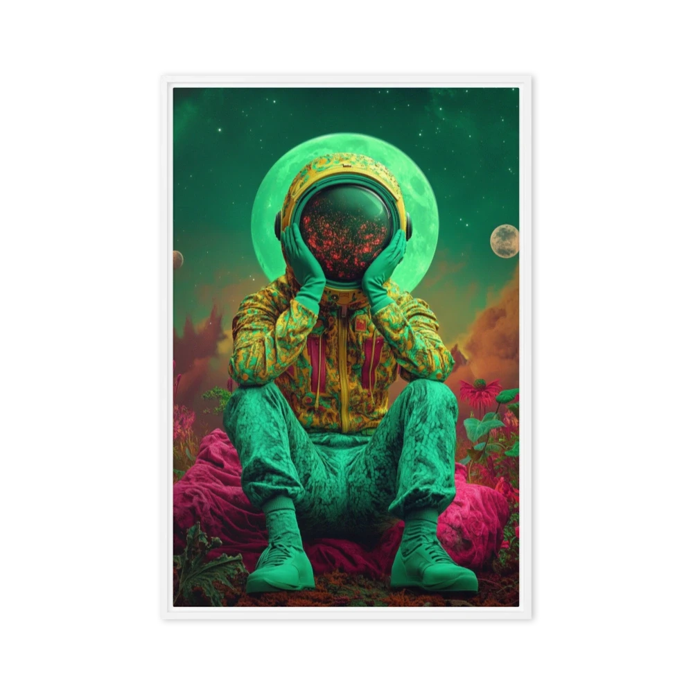 Surreal Astronaut in Vibrant Landscape