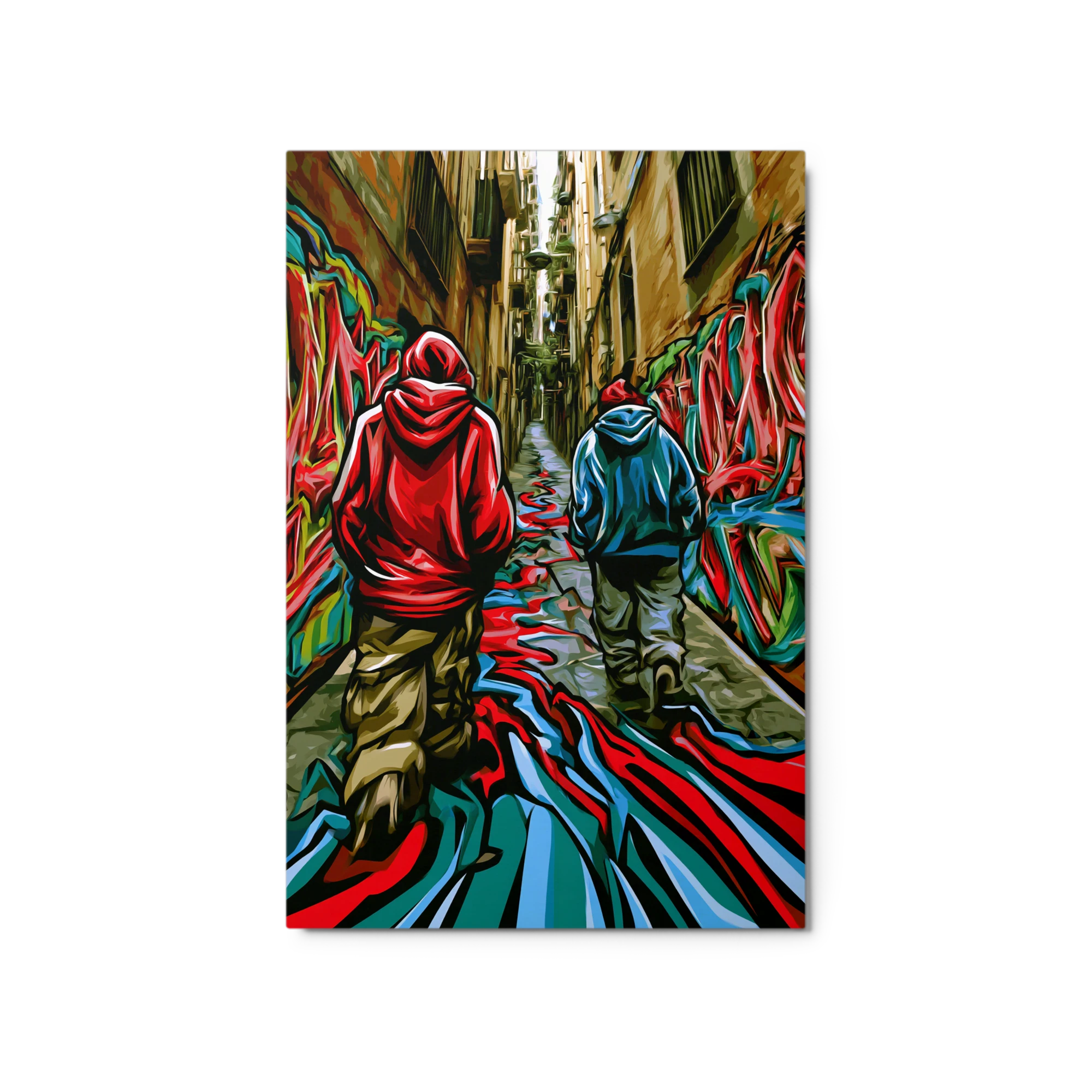 Hooded Figures in Graffiti Alley
